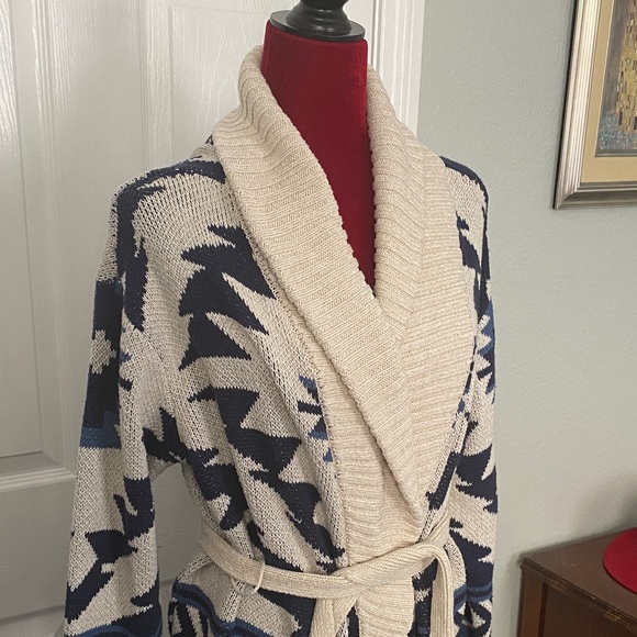 Lucky Like New Cozy Geometric Knit Cardigan sz L - Picture 2 of 9